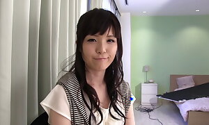Japanese young brunette gives amazing blowjob