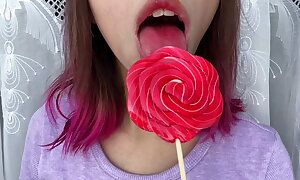 Naughty stepsister sucks a sugar-plum coupled with shows her long hot sexy tongue