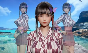 AI Shoujo Japanese beauty Akira in realistic 3D animated sex all over merging orgasms UNCENSORED