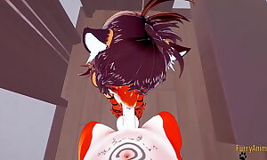 Furry Hentai 3D - POV Amazon blowjob with the addition of gets fucked wits speedily - Japanese manga hentai yiff pasquinade porno