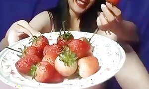 Asian super sexy nude show twat with the addition of eat strawberry 1