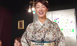 Reiko Kobayakawa and Akari Asagiri plus side kimono sex party